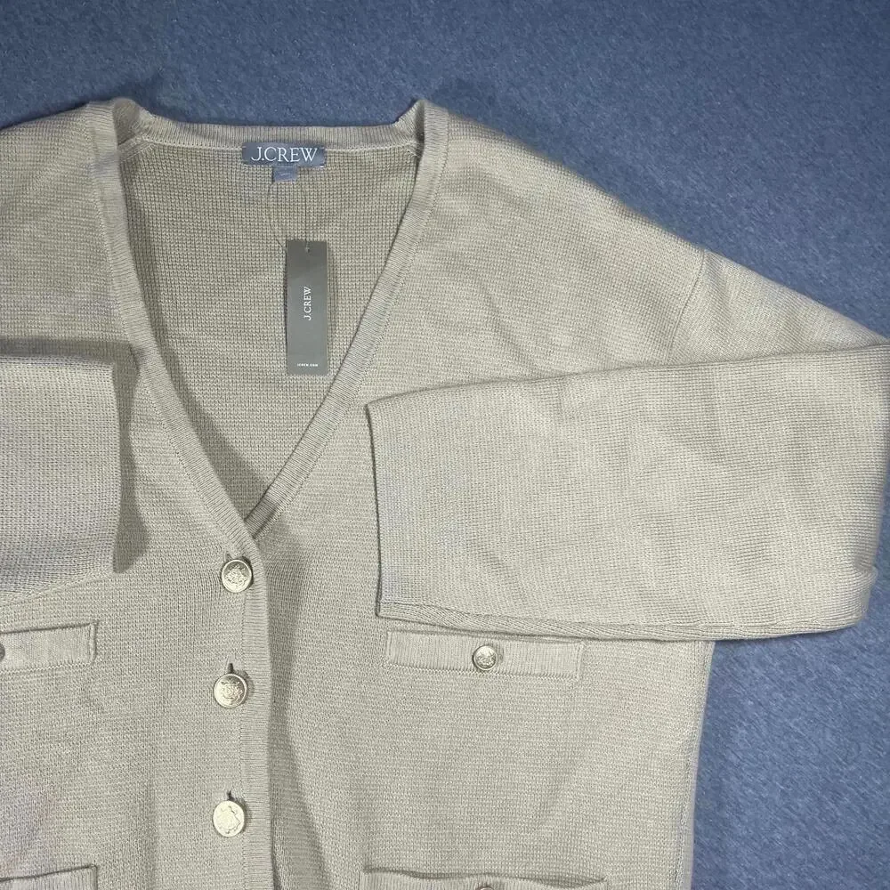 New JCREW Woman’s Size S V-neck Sweater Blazer in Beige BX466 LKH Color